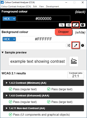 Example of a test with the CCA tool